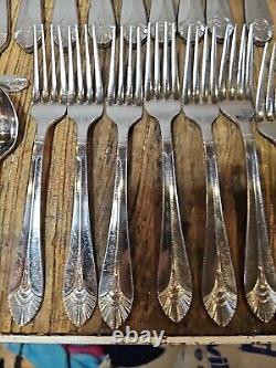Vintage DJ Silverplate Flatware Japan 64 Marquis Pattern Fan Tip Design Korea
