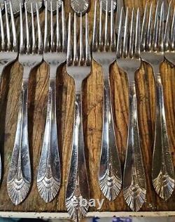 Vintage DJ Silverplate Flatware Japan 64 Marquis Pattern Fan Tip Design Korea