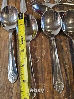 Vintage DJ Silverplate Flatware Japan 64 Marquis Pattern Fan Tip Design Korea