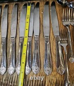 Vintage DJ Silverplate Flatware Japan 64 Marquis Pattern Fan Tip Design Korea