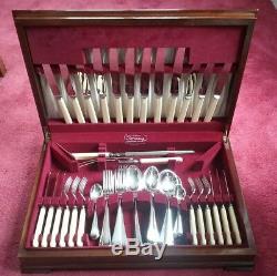 Vintage Elkington & Co 65pc Old English pattern cutlery set in wooden box