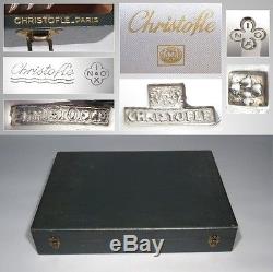 Vintage French Christofle Silver Plated Flatware Set for Twelve Boreal Art Deco