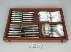 Vintage French Silver Plated Flatware Set for Twelve, François Frionnet, 117 pcs