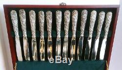 Vintage Godinger Olde Bouquet Flatware Serving Silver Plate 64 Pieces Set