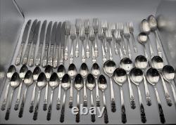 Vintage HARMONY William A. Rogers Silver-plated Silverware Set of 50