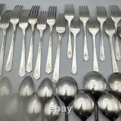Vintage HARMONY William A. Rogers Silver-plated Silverware Set of 50