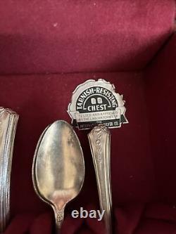 Vintage Holmes & Edwards 71 Pc Inlaid Silverplate Flatware Serving Set With Case