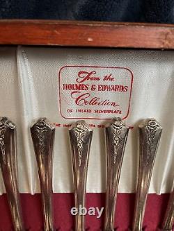 Vintage Holmes & Edwards 71 Pc Inlaid Silverplate Flatware Serving Set With Case