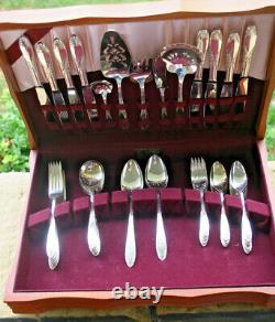 Vintage KING EDWARD Moss Rose Silver-plated National Silver Set for 8 NEAR MINT