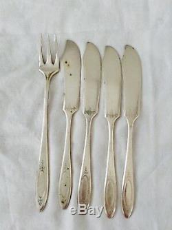 Vintage Oneida Community Silver Knives Fork Set Lot Of 5 Antique Rare Old