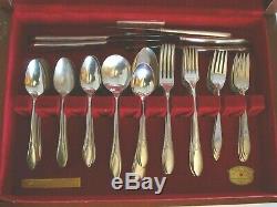Vintage Oneida Community Silver Plate Stainless 80 pc Flatware Set Wood Case