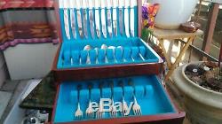 Vintage Oneida Silverplate flatware set with Wood Box Royal Queen Bess