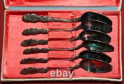 Vintage Russian USSR Set 6 Silver Plated Dessert Tea Coffee Spoons With Box