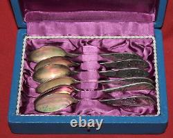 Vintage Russian USSR Set 6 Silverplated Dessert Tea Coffee Spoons With Box