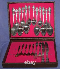 Vintage Russian silver plated flatware set with box