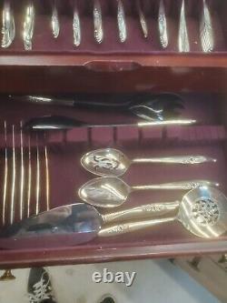 Vintage Set Magic Moments Oneida Nobility Plate Silverware Withbox Paper Cloth