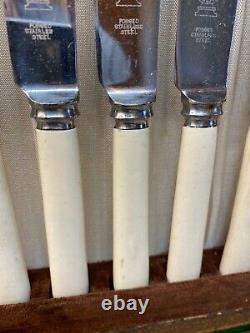 Vintage Sheffield Silver Plated Canteen Of Cutlery. Six Settings. Butler case