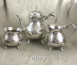 Vintage Silver Plated Tea Set Teapot Sugar Bowl Jug Ornate Harrods