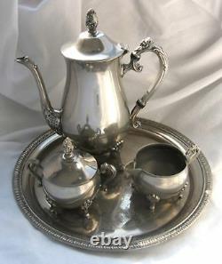 Vintage Silverplate 4 Pc Tea Set Teapot, Creamer, Sugar