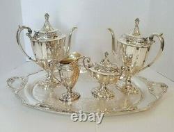 Vintage Silverplate Eternally Yours Serving Set Tray, Coffee Pots, Creamer and S