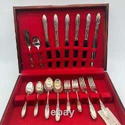 Vintage Simeon L. & George H. Rogers Flatware Set Presentation Pattern Service 6