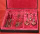 Vintage Soviet Russian Set 23pcs Silverplated Spoons Forks Knives With Box