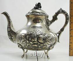 Vintage Sterling Tea Coffee Set of 4 Hollowware Rose Design Handarbeit Germany