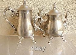 Vintage Tea/ Coffee Set marked''EP BRASS''/ Silver Plated on Brass/ 4 pieces