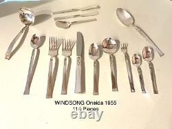 Vintage WINDSONG Oneida 1955 Silverware, Flatware 114 Pieces