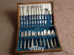 Vtg 1847 Rogers Bros.'Eternally Yours' Silverware Set with Chest- 8 Settings Plus