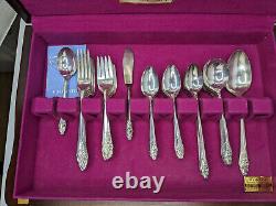 Vtg 1950 60 Piece Oneida Community Evening Star Silverware Service for 8 with Case