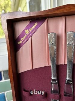 Vtg King Edward Silverplate 35 Pc Silverware & Serving Set Storage Box 1930's