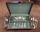 Vtg Oneida Community Tudor Plate Flatware 53pc Set & Wooden Box