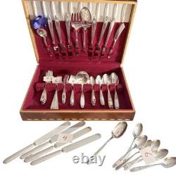 Vtg Oneida William A Rogers Sectional Silverplated Flatware Set Of 68 Serving