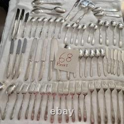 Vtg Oneida William A Rogers Sectional Silverplated Flatware Set Of 68 Serving