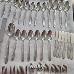 Vtg Oneida William A Rogers Sectional Silverplated Flatware Set Of 68 Serving