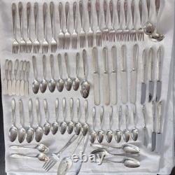 Vtg Oneida William A Rogers Sectional Silverplated Flatware Set Of 68 Serving