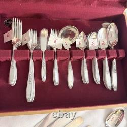 Vtg Oneida William A Rogers Sectional Silverplated Flatware Set Of 68 Serving