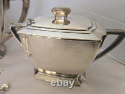 Vtg Rogers Bros 1847 Prelude Silverplate Tea Set Pot, Sugar, Creamer & Thongs
