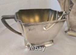 Vtg Rogers Bros 1847 Prelude Silverplate Tea Set Pot, Sugar, Creamer & Thongs