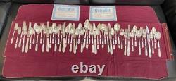 Vtg Wm Rogers Mist Marigold Silverplate Flatware Complete Set 50 Pcs (serves 8)