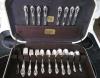 Vtg Wm Rogers & Son Victorian Rose 51 pc Silver Plate Flatware Set and Chest