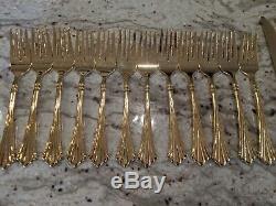 WM Rodgers & Son Gold Plated Flatware 12 place settings eating utensils