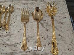 WM Rodgers & Son Gold Plated Flatware 12 place settings eating utensils