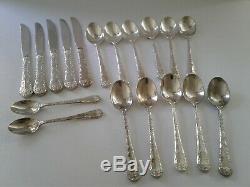 WM Rogers & Son Enchanted Rose 41 Silverplate Pieces Flatware Set