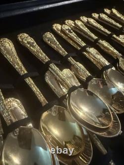 WM Rogers & Son Enchanted Rose Gold Plated Silverware Flatware 50 Pc