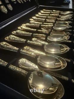 WM Rogers & Son Enchanted Rose Gold Plated Silverware Flatware 50 Pc