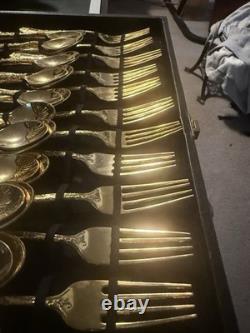 WM Rogers & Son Enchanted Rose Gold Plated Silverware Flatware 50 Pc