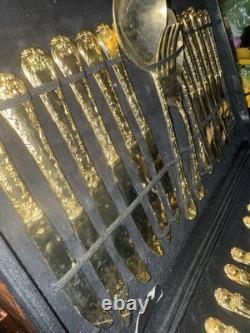 WM Rogers & Son Enchanted Rose Gold Plated Silverware Flatware 50 Pc