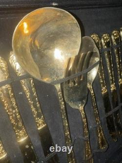 WM Rogers & Son Enchanted Rose Gold Plated Silverware Flatware 50 Pc